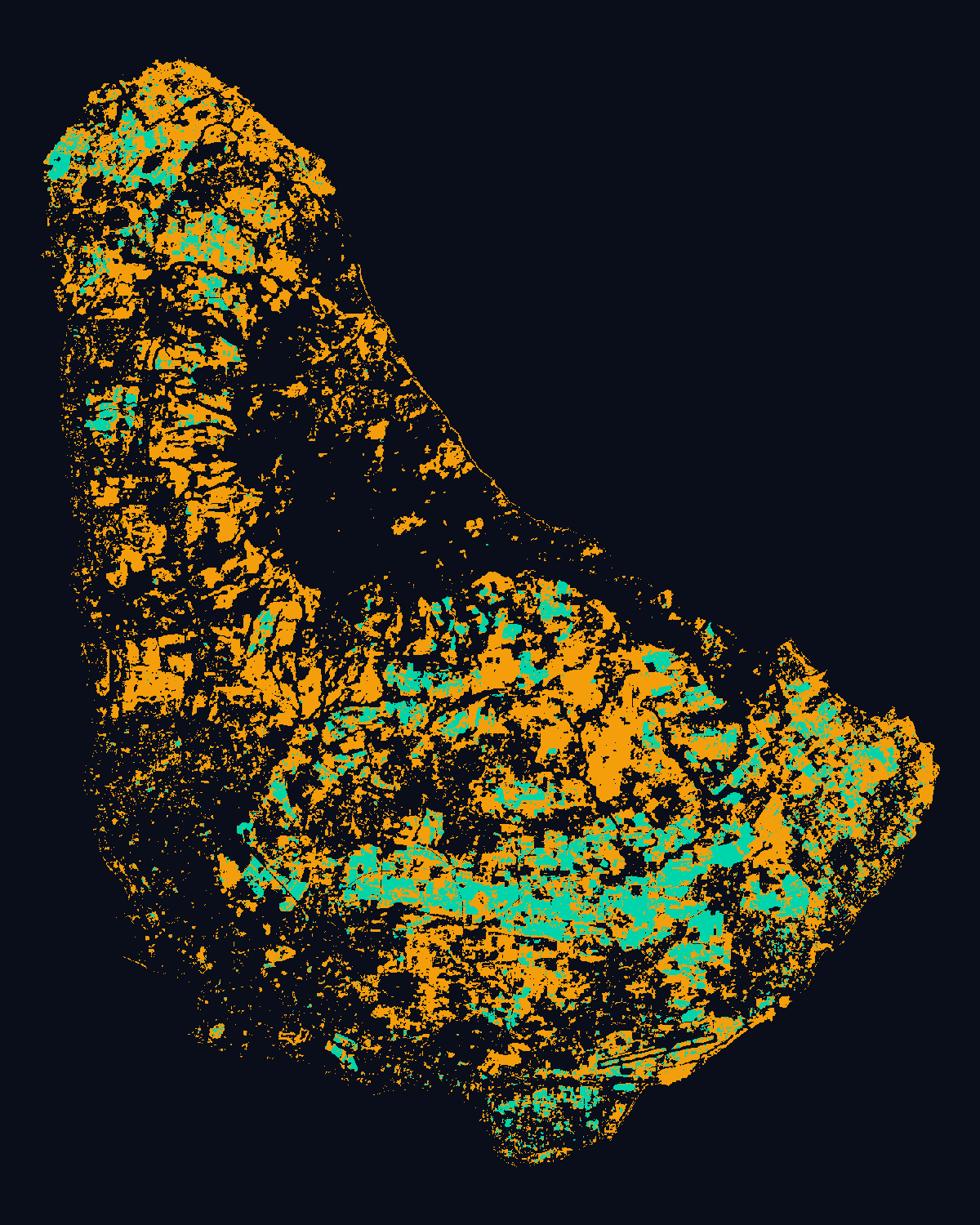 Barbados cropland versus idle grassland satellite analysis